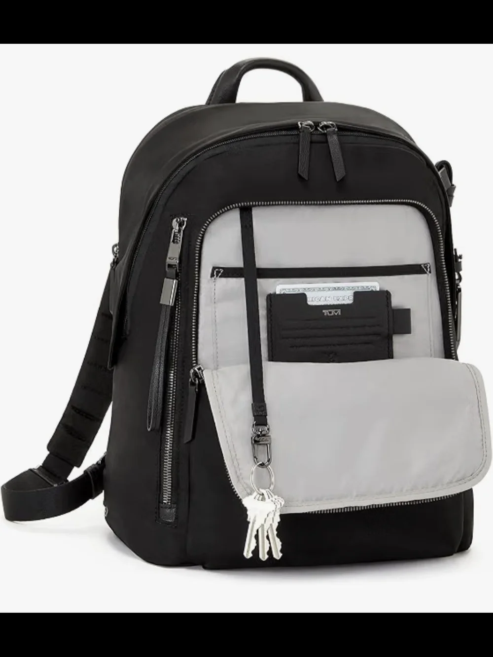 Tumi Voyayeur Halsey Black Backpack with Gunmetal Hardware Used 1x